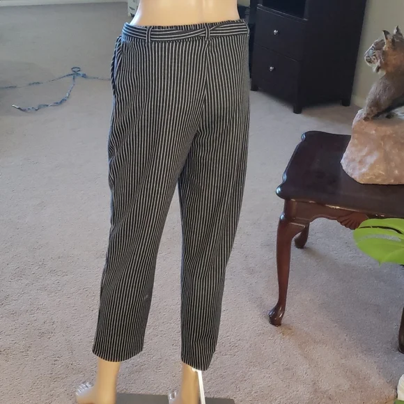 Forever 21 s microstripe stretchy comfy cropped slacks slip on - Picture 3 of 8